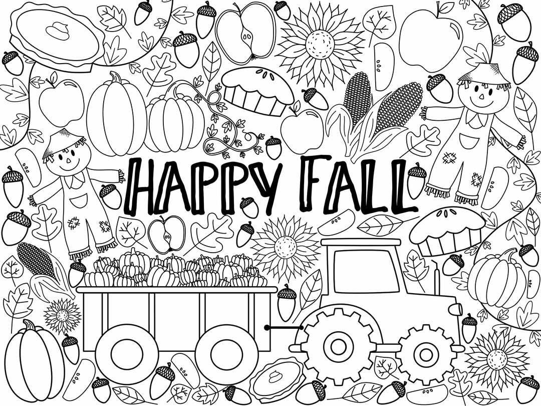 GIANT Fall Coloring Page digital ...