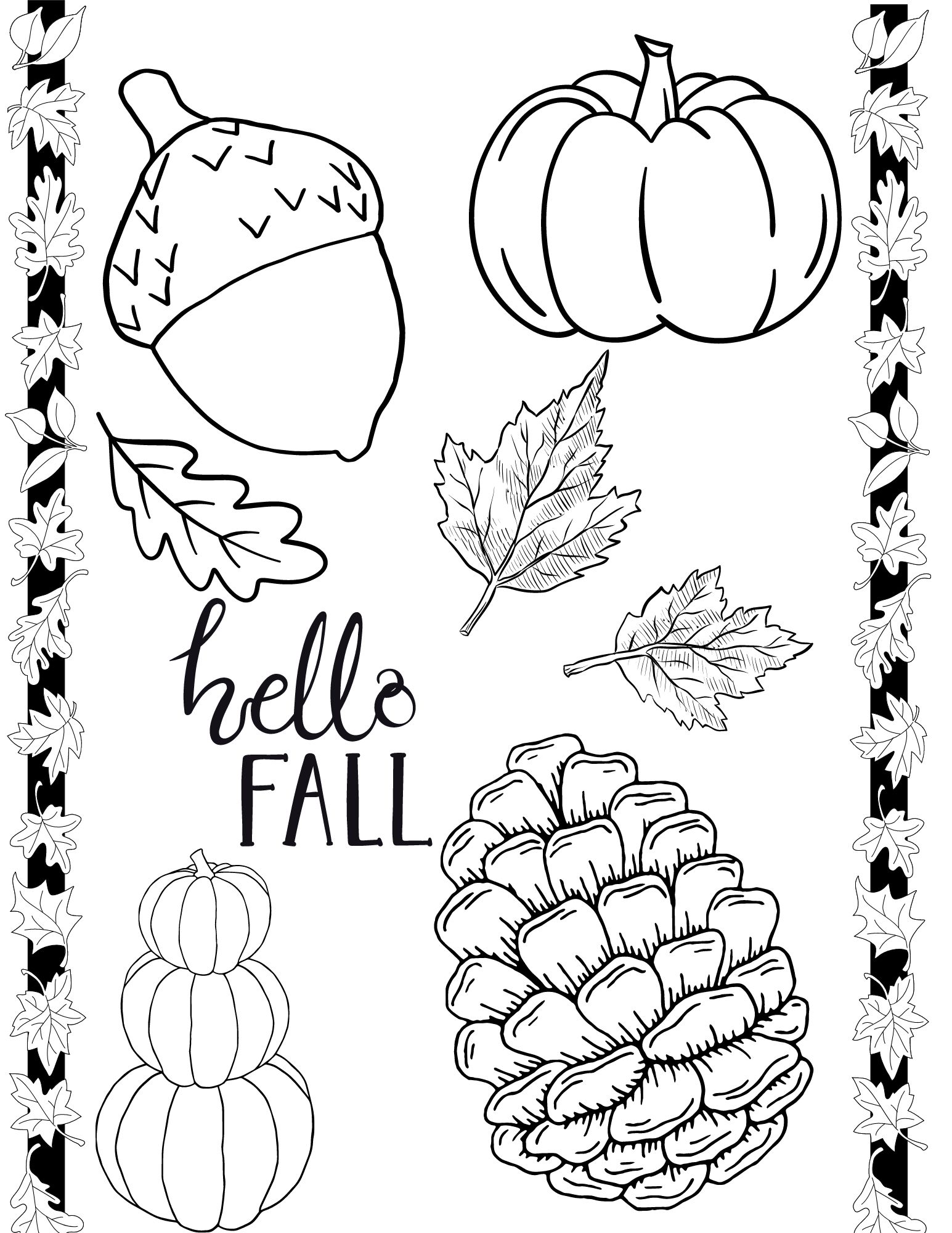 Printable Cute Fall Coloring Pages ...