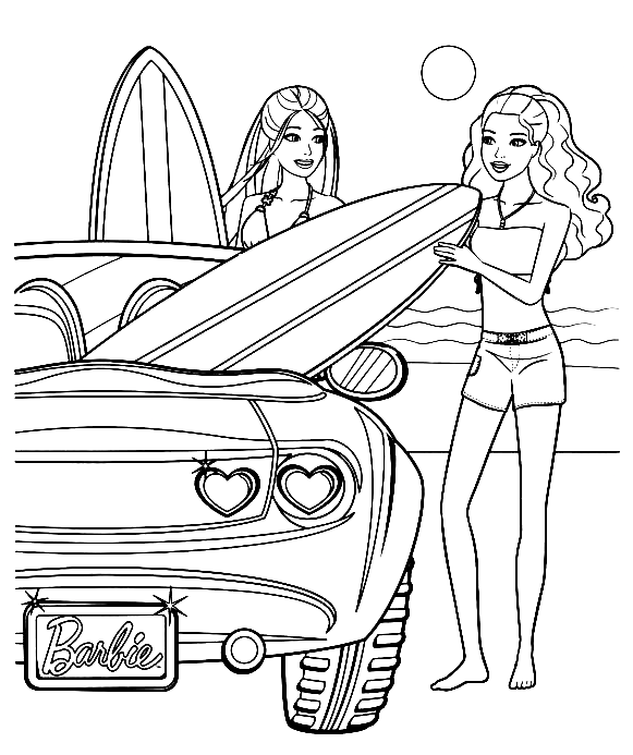 Barbie with Car Coloring Pages - Barbie Coloring Pages - Coloring Pages For  Kids And Adults