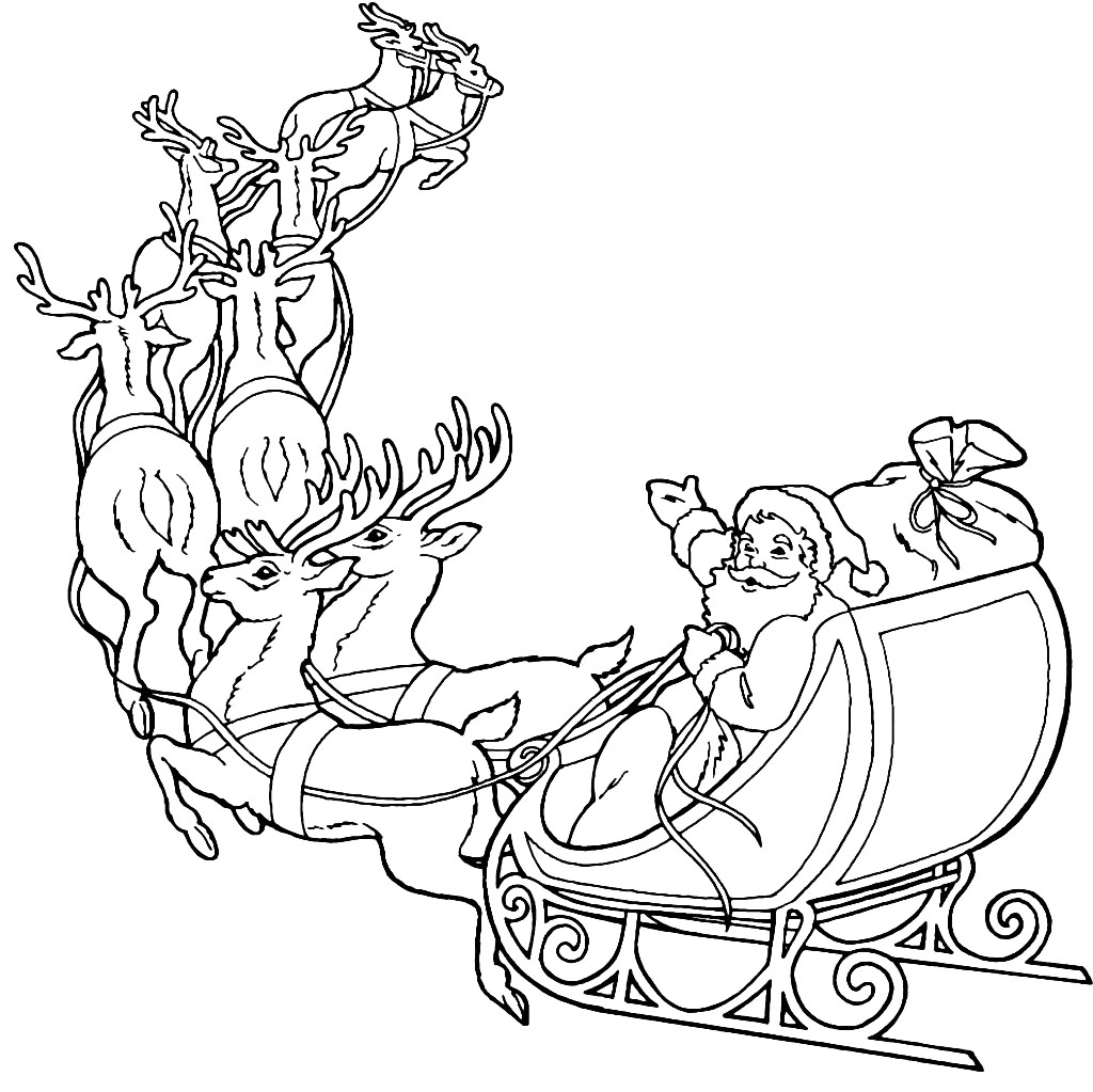 Santa Claus and Reindeer Coloring Pages ...