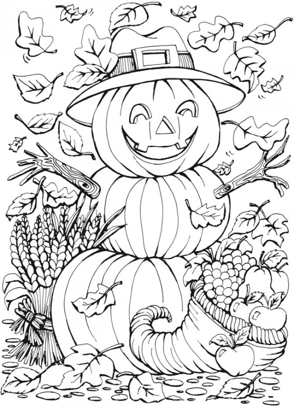 6 Fall and Halloween Pumpkin Coloring ...
